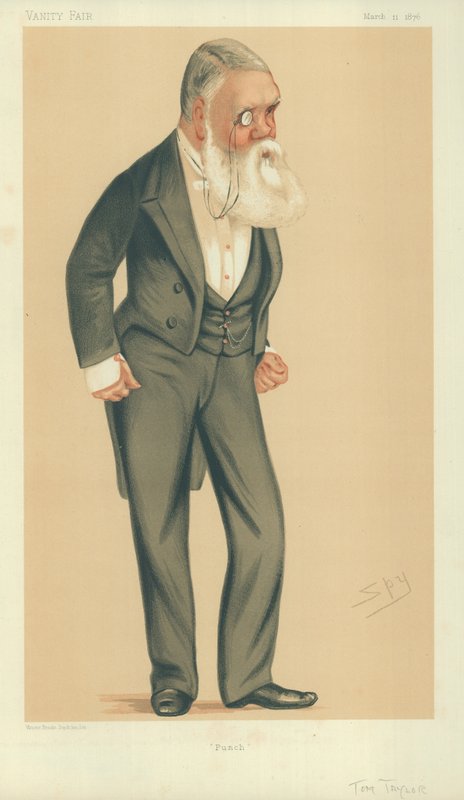 Tom Taylor, Punch, 11 de março de 1876, desenho animado da Vanity Fair de Leslie Matthew Ward