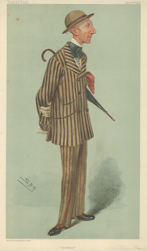 Sr. William Crawfurd Stirling-Stuart, O chapeleiro, 23 de junho de 1904, desenho animado da Vanity Fair de Leslie Matthew Ward