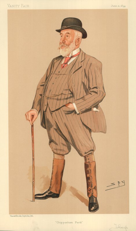 Sr. William Montagu Tharp, Chippenham Park, 21 de junho de 1894, desenho animado da Vanity Fair de Leslie Matthew Ward