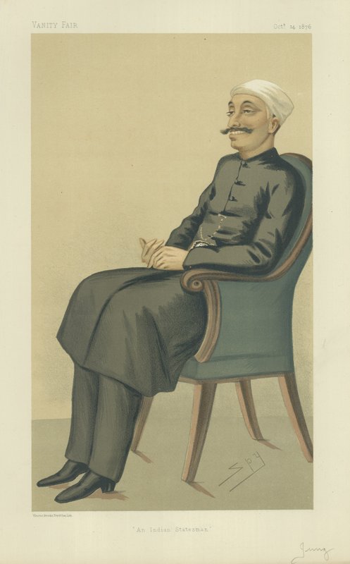 Nawab Sir Salar Jung, um estadista indiano, 14 de outubro de 1876, cartoon Vanity Fair de Leslie Matthew Ward