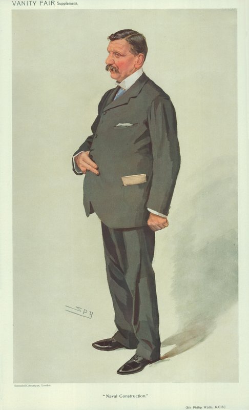 Sir Philip Watts, construção naval, 7 de abril de 1910, desenho animado da Vanity Fair de Leslie Matthew Ward
