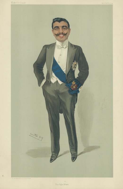 The Aga Khan, 10 de novembro de 1904, desenho animado da Vanity Fair de Leslie Matthew Ward