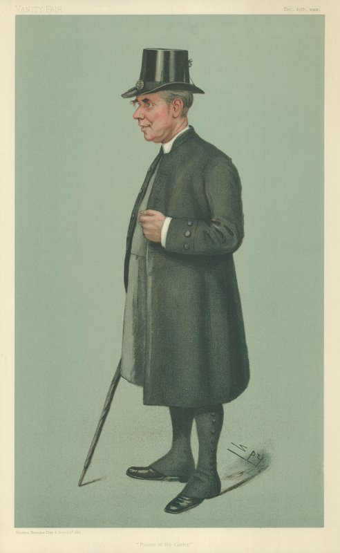 O Bispo de Winchester, Prelado da Jarreteira, 19 de dezembro de 1901, desenho animado da Vanity Fair de Leslie Matthew Ward
