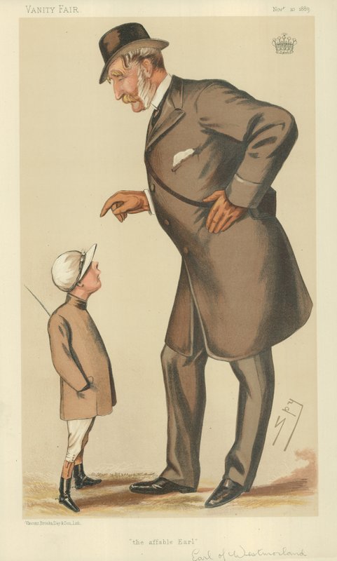 O Conde de Westmoreland, O amável Earl, 10 de novembro de 1883, desenho de Vanity Fair de Leslie Matthew Ward