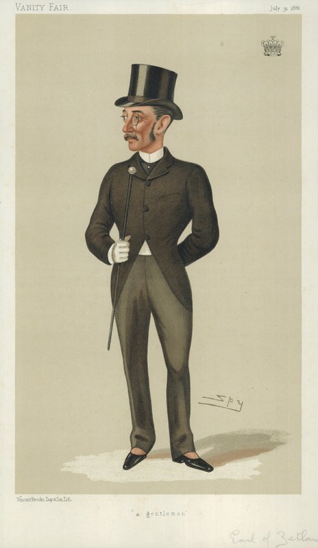 Conde de Zetland, um cavalheiro, 31 de julho de 1886, desenho animado da Vanity Fair de Leslie Matthew Ward
