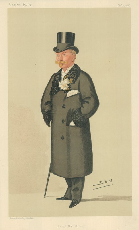 O Hon Harry Tyrwhitt-Wilson, Perto da Rosa, 13 de fevereiro de 1886, desenho animado da Vanity Fair de Leslie Matthew Ward