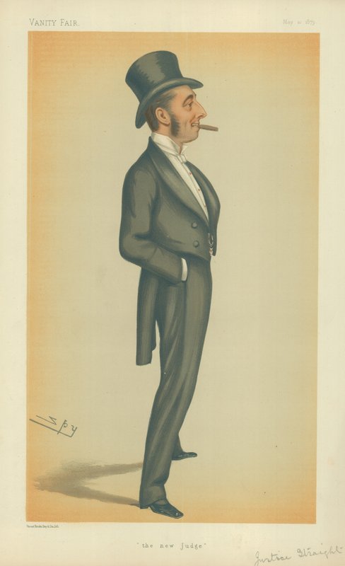 O Hon Senhor da Justiça Hetero, O novo juiz, 10 de maio de 1879, cartoon Vanity Fair de Leslie Matthew Ward