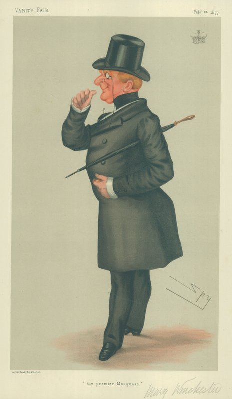 O Marquês de Winchester, The premier Marquess, 24 de fevereiro de 1877, desenho animado da Vanity Fair de Leslie Matthew Ward