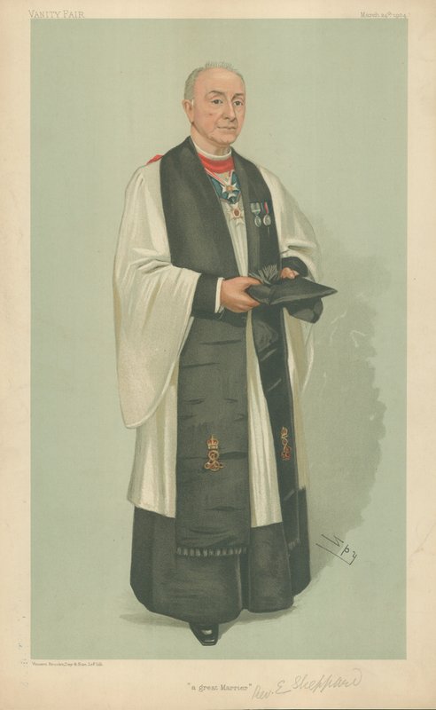 O Rev Edgar Sheppard, um grande marinheiro, 24 de março de 1904, desenho animado da Vanity Fair de Leslie Matthew Ward