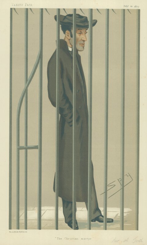 O Reverendo Arthur Tooth, O Mártir Cristão, 10 de fevereiro de 1877, desenho animado da Vanity Fair de Leslie Matthew Ward