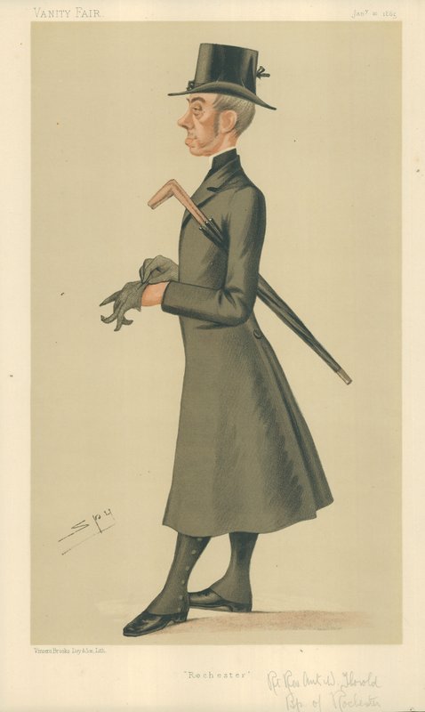 O Reverendo da Direita Anthony Wilson Thorold, Bispo de Rochester, Rochester, 10 de janeiro de 1885, desenho animado da Vanity Fair de Leslie Matthew Ward