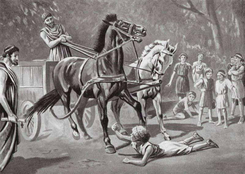 Alcibíades desafiando o Teamster (litografia) de Leslie Mosley