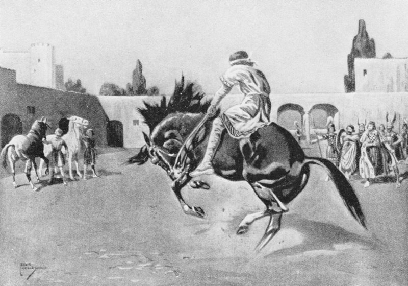 Basil I breaking a Wild Horse (litografia) de Leslie Mosley