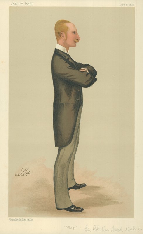 Tenente-Coronel William Hood Walrond, Chicote, 17 de julho de 1886, desenho animado da Vanity Fair de Liborio Prosperi