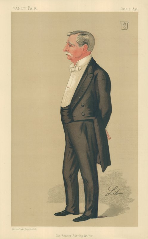 Sir Andrew Barclay Walker, 7 de junho de 1890, desenho animado da Vanity Fair de Liborio Prosperi