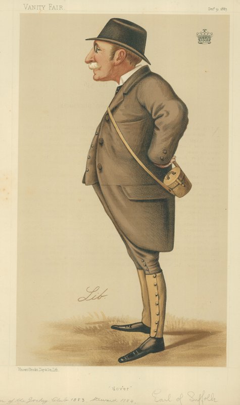 O conde de Suffolk e Berkshire, Dover, 31 de dezembro de 1887, cartoon Vanity Fair de Liborio Prosperi