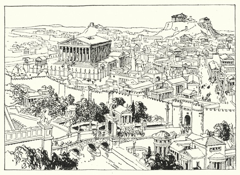 A cidade de Atenas (litografia) de Linden Miller