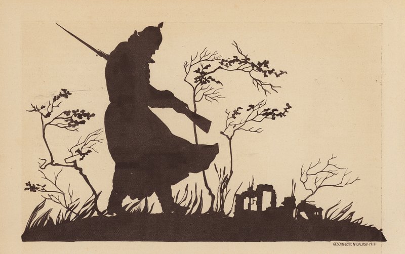 Silhueta de um soldado alemão, Primeira Guerra Mundial (litho) de Lotte Nicklass