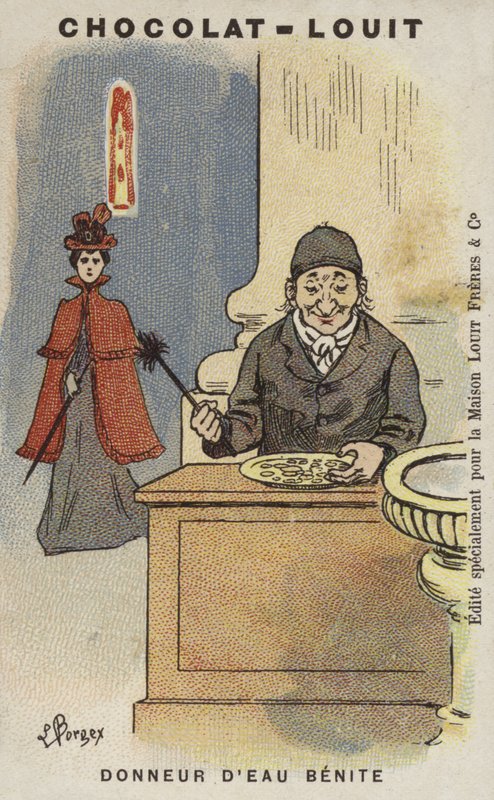 Doador de Água Beniteira (cromolitho) de Louis Borgex