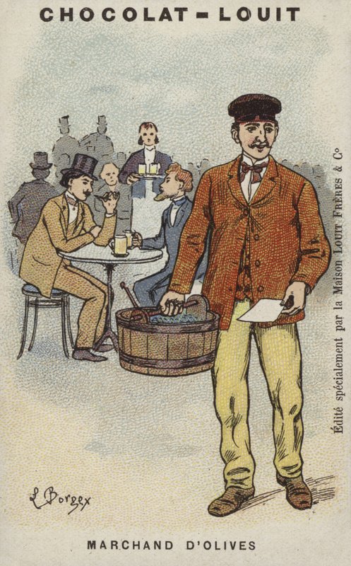 Marchand d&39;Olives (cromolitho) de Louis Borgex