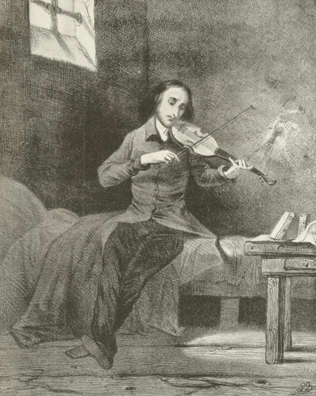 Paganini na prisão (gravura) de Louis Boulanger