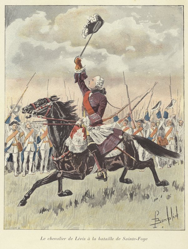 O Chevalier de Levis na Batalha de Sainte-Foy, Quebec, 1760 de Louis Charles Bombled