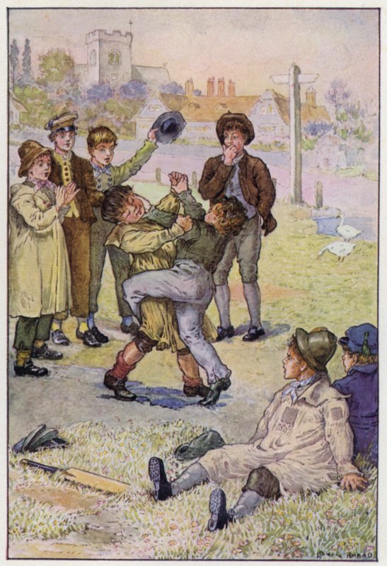 Ilustração para os dias escolares de Tom Brown de Louis John Rhead
