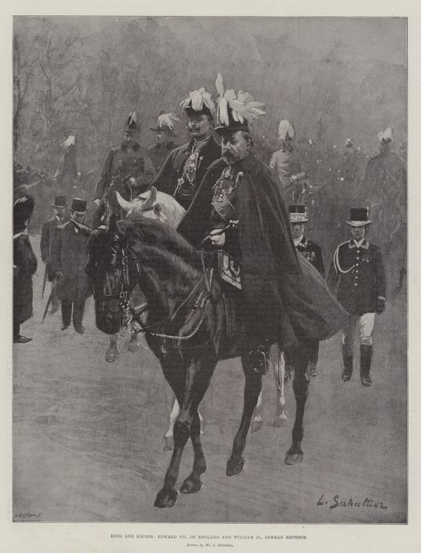 Rei e Kaiser, Edward VII da Inglaterra e William II, imperador alemão de Louis Remy Sabattier