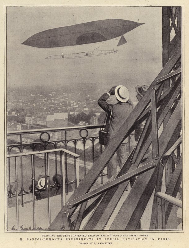Experimentos de Santos Dumont em Navegação Aérea em Paris de Louis Remy Sabattier