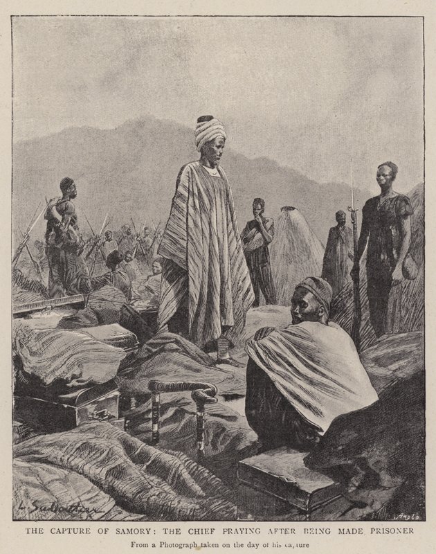 A captura de Samory, o chefe rezando depois de ser feito prisioneiro de Louis Remy Sabattier