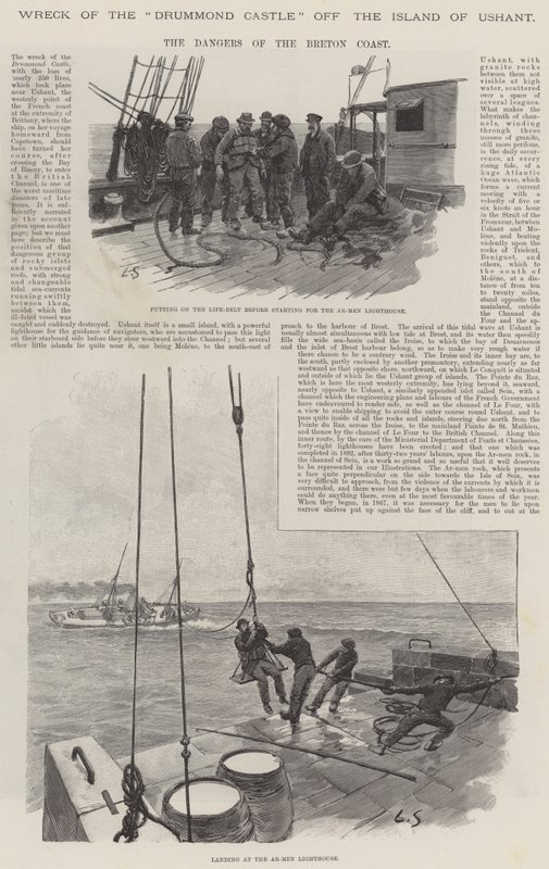 Naufrágio do Castelo de Drummond fora da ilha de Ushant, os perigos da costa bretã de Louis Remy Sabattier