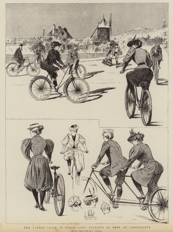 A última moda em Paris, Lady Cyclists como visto em Longchamps de Louis Vallet