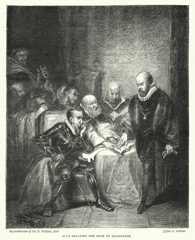 Alva exigindo o Juramento de Fidelidade (gravura) de Louis (after) Gallait