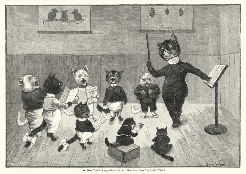 Uma Canção de Ano Novo (gravura) de Louis (after) Wain