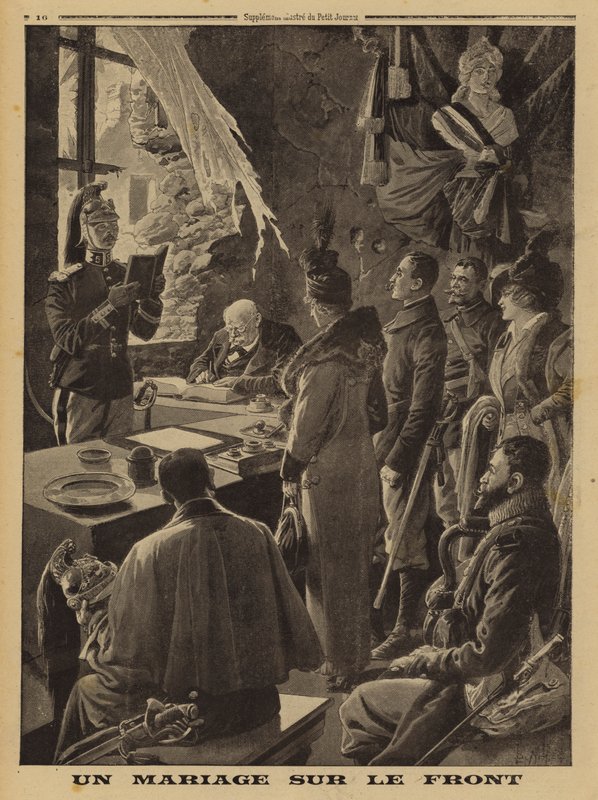 Um casamento na frente, Hauteville, Arras, França, Primeira Guerra Mundial de Louis Charles (after) Bombled