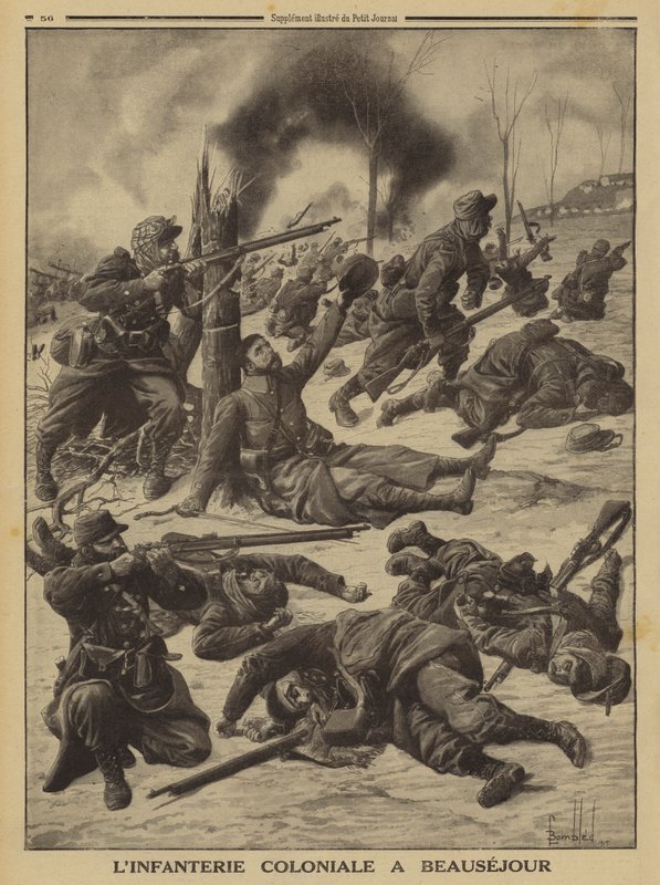 Combate de infantaria colonial francesa em Beausejour, Primeira Guerra Mundial de Louis Charles (after) Bombled
