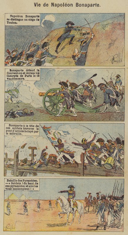 Vida de Napoleão Bonaparte (cor litho) de Louis Charles (after) Bombled