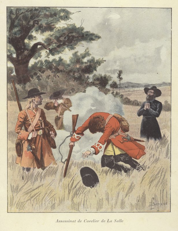 A morte de Rene-Robert Cavelier de la Salle, 1687 de Louis Charles Bombled