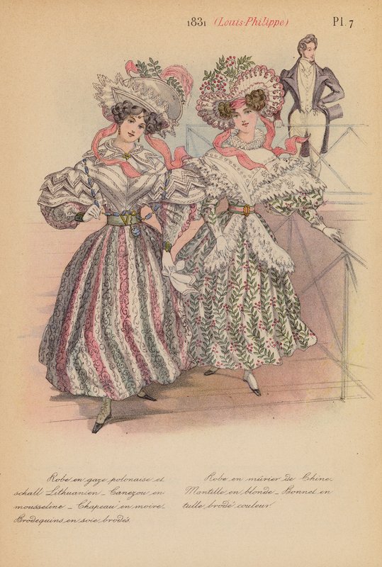 Moda francesa: 1831, Louis-Philippe (litografia a cores) de Louis Colas