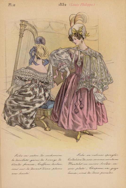 Moda francesa: 1832, Louis-Philippe (litografia a cores) de Louis Colas