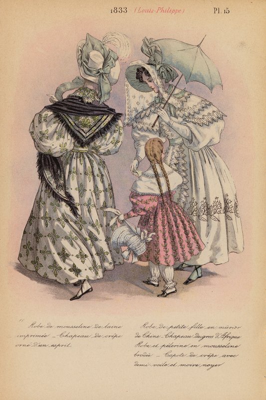Moda francesa: 1833, Louis-Philippe (litografia a cores) de Louis Colas