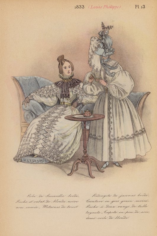 Moda francesa: 1833, Louis-Philippe (litografia a cores) de Louis Colas