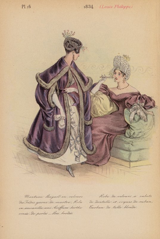 Moda francesa: 1834, Louis-Philippe (litografia a cores) de Louis Colas