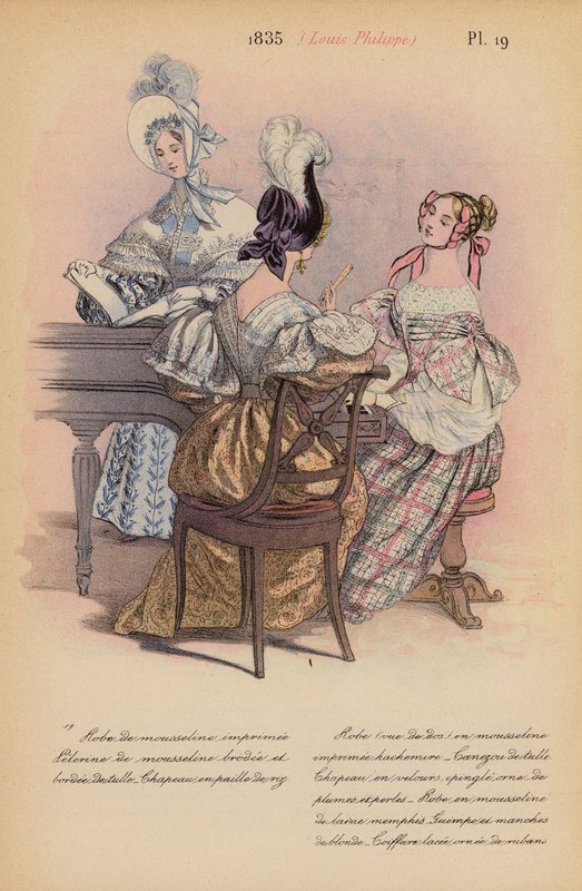 Moda francesa: 1835, Louis-Philippe (litografia a cores) de Louis Colas