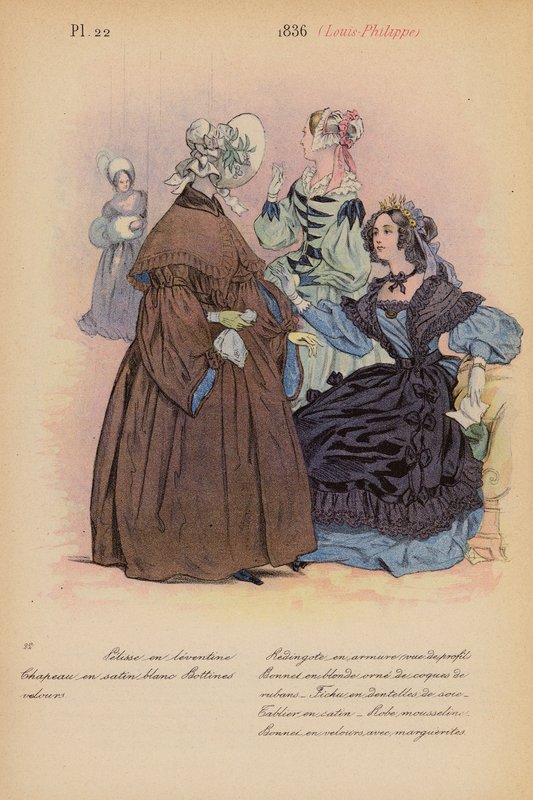 Moda francesa: 1836, Louis-Philippe (litografia a cores) de Louis Colas