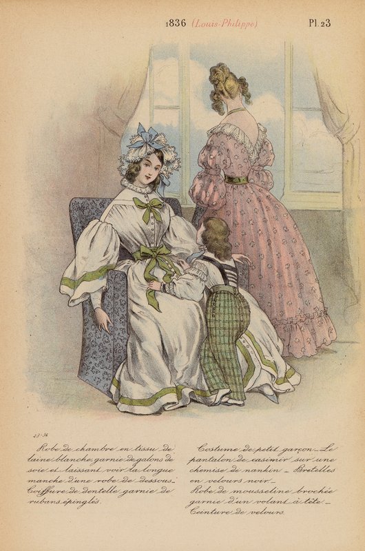 Moda francesa: 1836, Louis-Philippe (litografia a cores) de Louis Colas