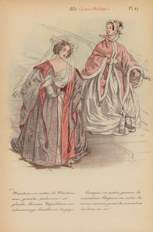 Moda francesa: 1837, Louis-Philippe (litografia a cores) de Louis Colas