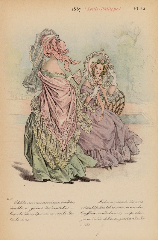 Moda francesa: 1837, Louis-Philippe (litografia a cores) de Louis Colas