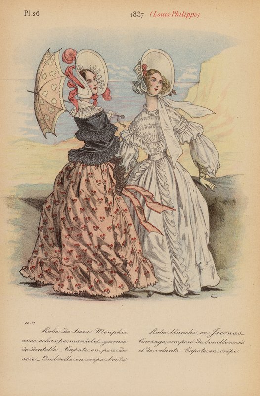 Moda francesa: 1837, Louis-Philippe (litografia a cores) de Louis Colas