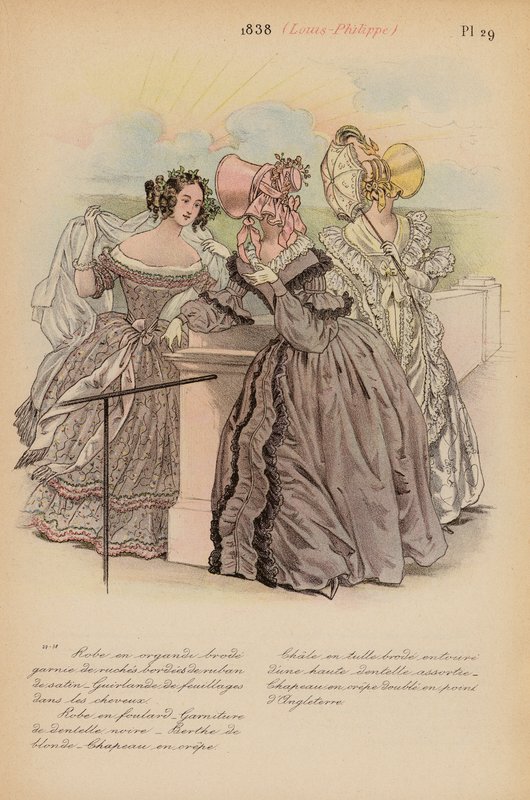 Moda francesa: 1838, Louis-Philippe (litografia a cores) de Louis Colas